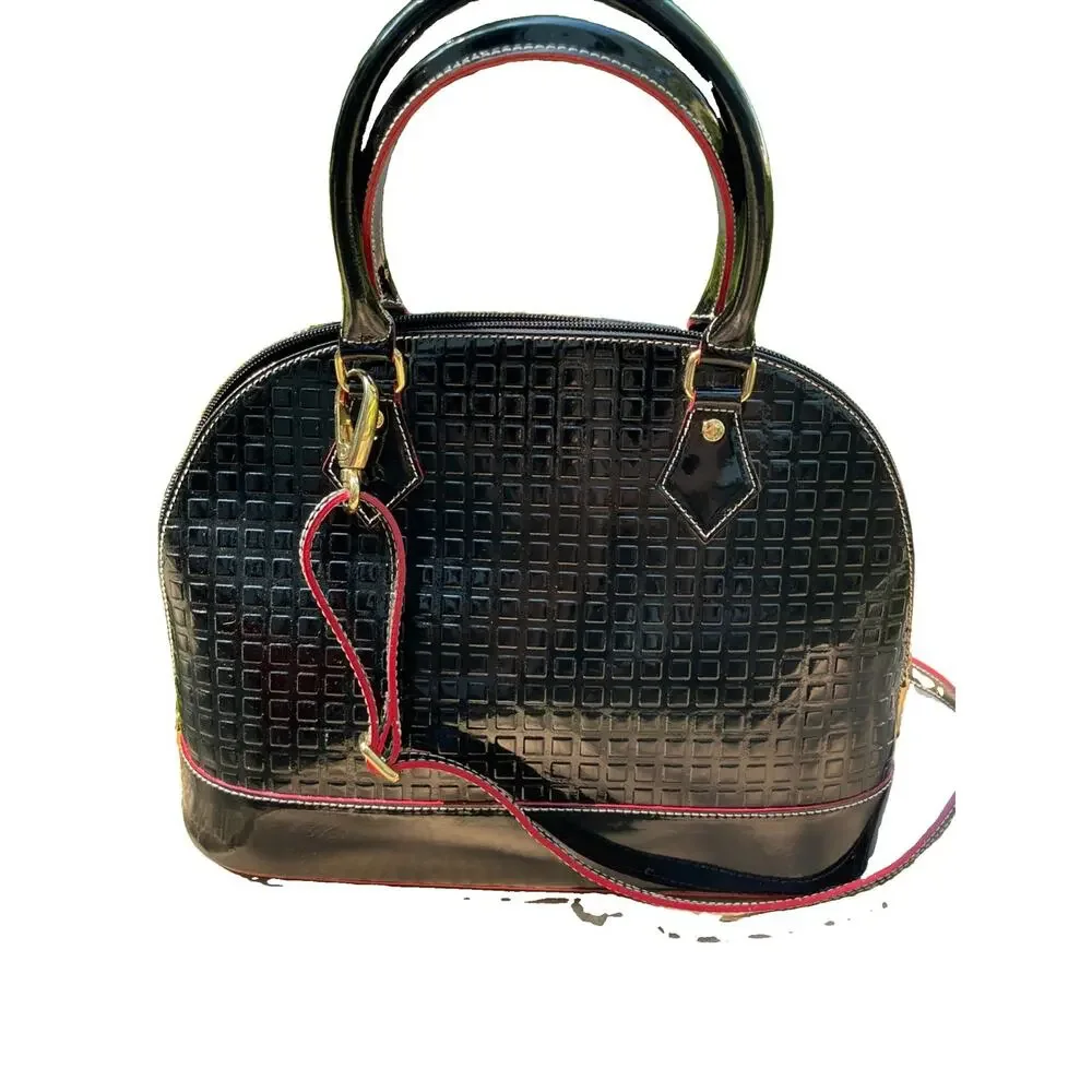 Invece Patent Leather Dome Handbag Made In Italy Luxury Brand Dupe